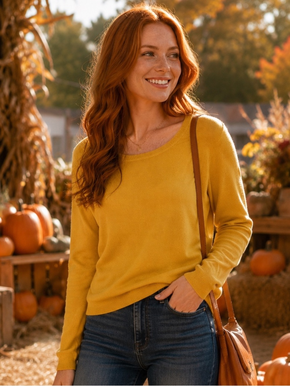 Philosophy Classic Crew Sweater Long Sleeve Mustard Yellow S